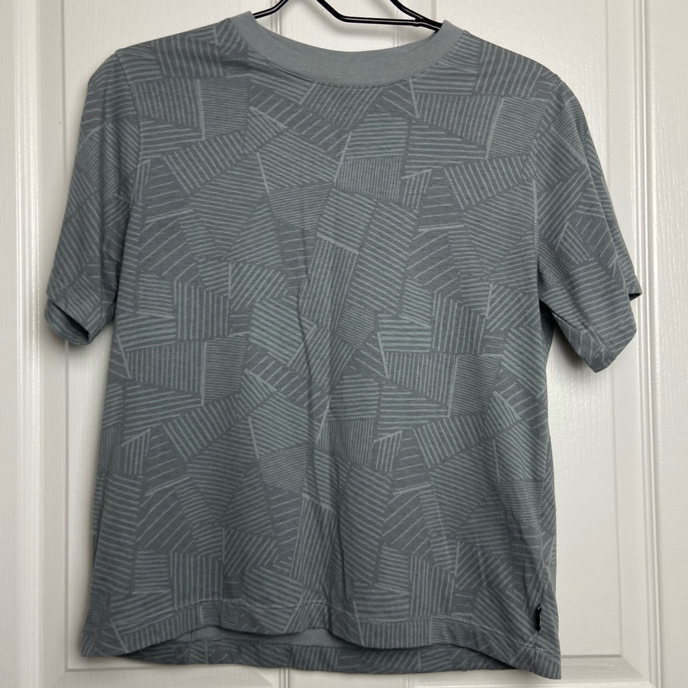 The North Face Gray and Light Teal Geometric Print Tee Shirt Size S